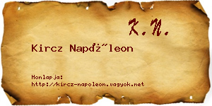Kircz Napóleon névjegykártya